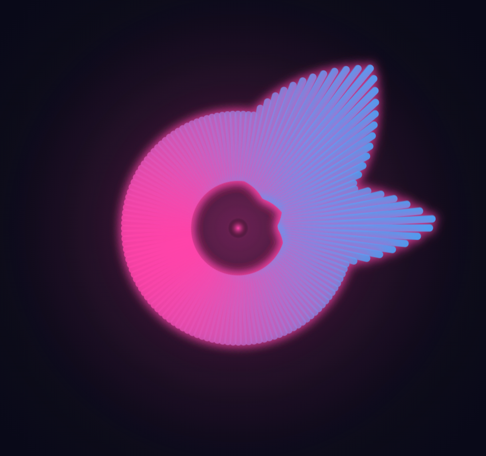 Rings style — concentric distorted rings visualizer